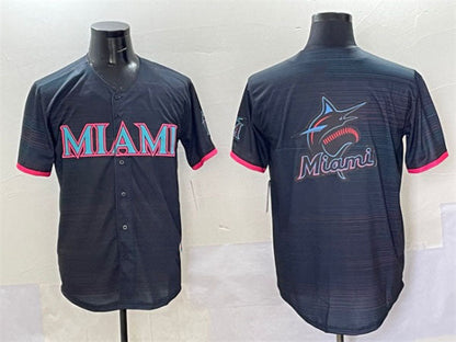 Miami Marlins Team Big Logo Black 2025 City Connect Limited Stitched Baseball Jersey - Main View