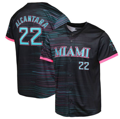 Miami Marlins #22 Sandy Alcantara Black 2025 City Connect Limited Player Stitched Baseball Jersey - Main View