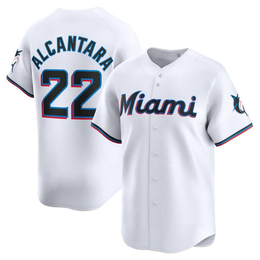 Miami Marlins #22 Sandy Alcantara Home Limited Player Jersey - White Stitched Baseball Jersey - Main View