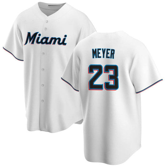 Miami Marlins #23 Max Meyer White Cool Base Stitched Baseball Jersey - Main View