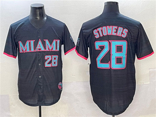Miami Marlins #28 Kyle Stowers Black 2025 City Connect Limited Stitched Baseball Jersey - Main View