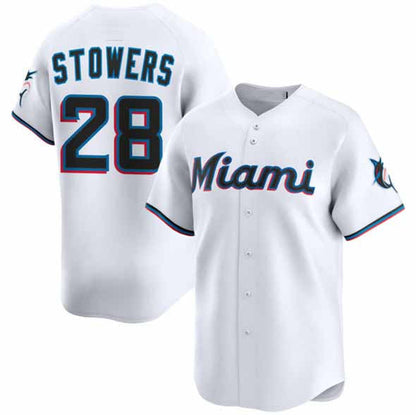 Miami Marlins #28 Kyle Stowers White 2024 Home Limited Stitched Baseball Jersey - Main View