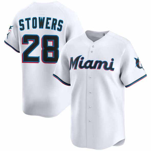 Miami Marlins #28 Kyle Stowers White 2024 Home Limited Stitched Baseball Jersey - Main View