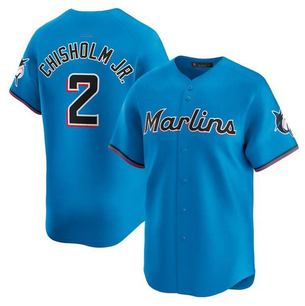Miami Marlins #2 Jazz Chisholm Jr. Blue Limited Stitched Baseball Jersey - Main View