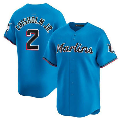 Miami Marlins #2 Jazz Chisholm Jr. Blue Limited Stitched Baseball Jersey - Main View