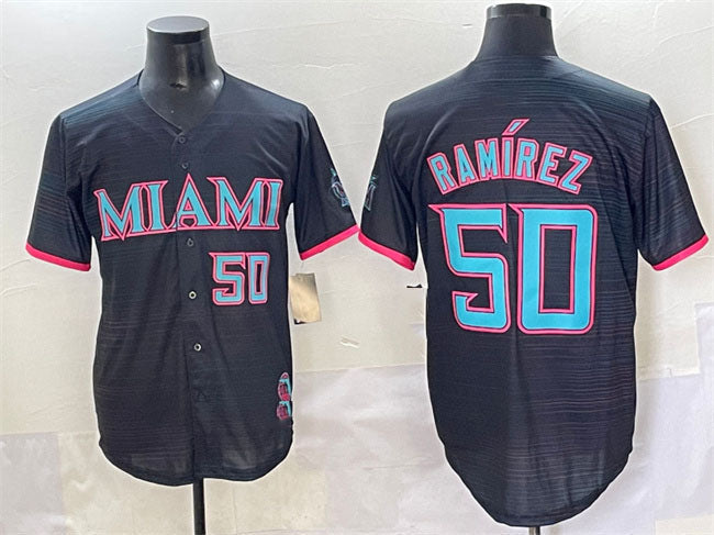 Miami Marlins #50 Agustín Ramírez Black 2025 City Connect Limited Stitched Baseball Jersey - Main View