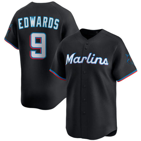 Miami Marlins #9 Xavier Edwards Black 2024 Alternate Limited Stitched Baseball Jersey - Main View