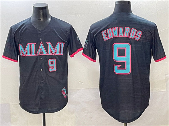 Miami Marlins #9 Xavier Edwards Black 2025 City Connect Limited Stitched Baseball Jersey - Main View