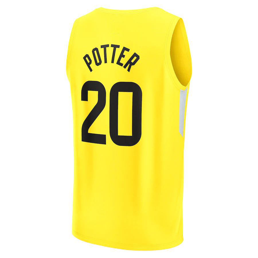 U.Jazz #20 Micah Potter Fanatics Branded 2022-23 Fast Break Replica Player Jersey Icon Edition Yellow Stitched American Basketball Jersey - Main View