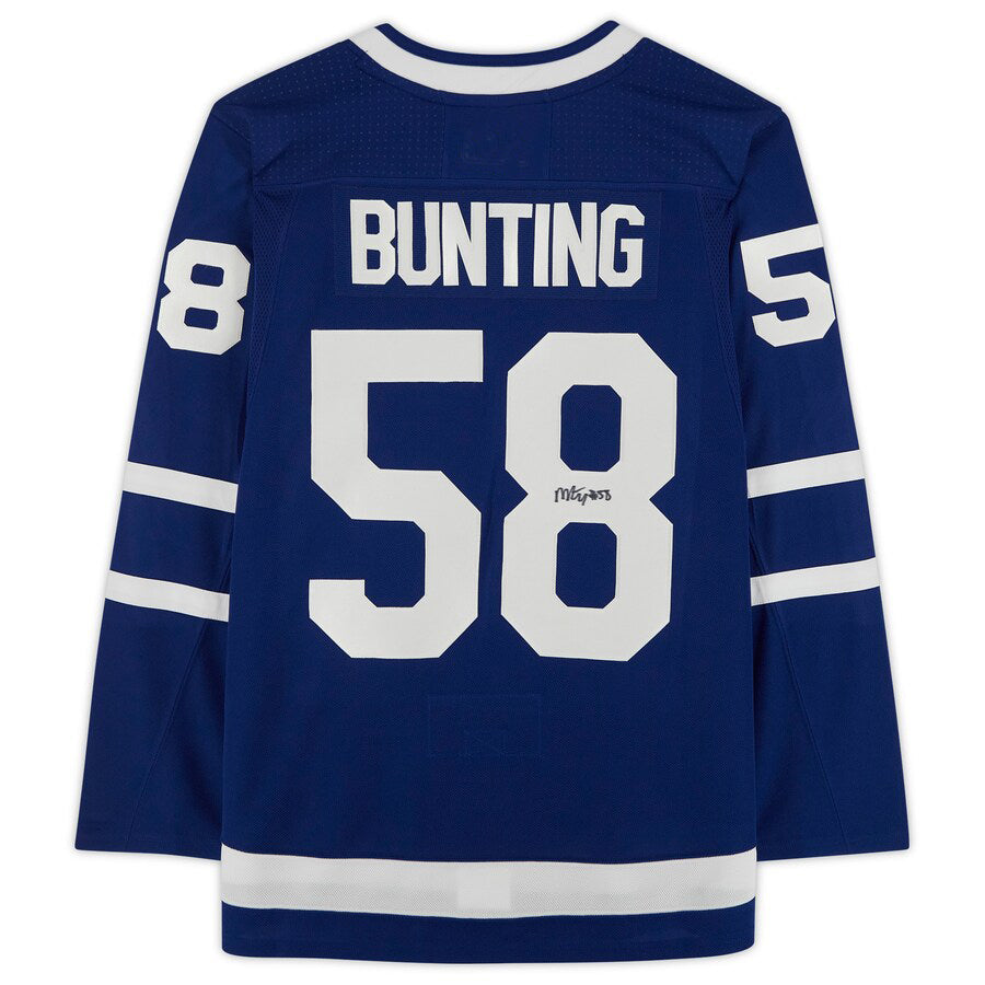 T.Maple Leafs #58 Michael Bunting Fanatics Authentic Autographed Jersey Blue Stitched American Hockey Jerseys - Main View