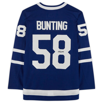 T.Maple Leafs #58 Michael Bunting Fanatics Authentic Autographed Jersey Blue Stitched American Hockey Jerseys - Main View