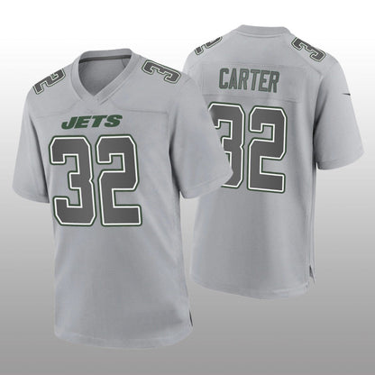 NY.Jets #32 Michael Carter Gray Game Atmosphere Jersey Stitched American Football Jerseys - Main View