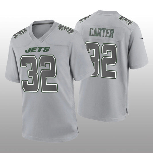 NY.Jets #32 Michael Carter Gray Game Atmosphere Jersey Stitched American Football Jerseys - Main View