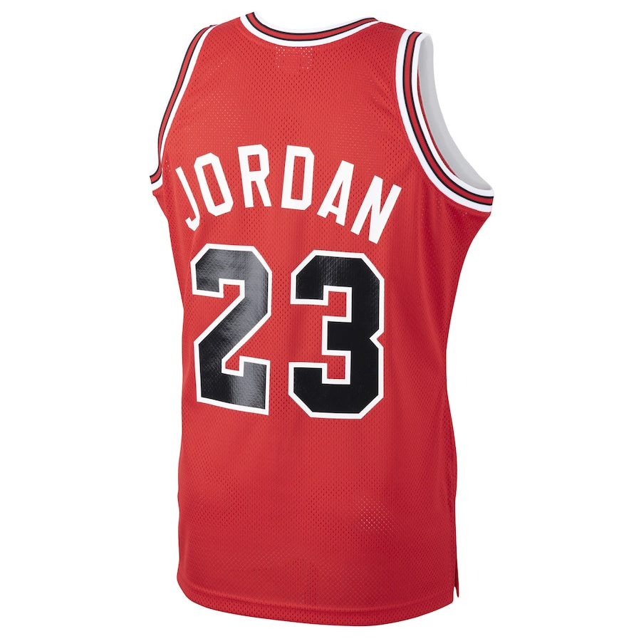 C.Bulls #23 Michael Jordan Mitchell & Ness 1984-85 Hardwood Classics Rookie Authentic Jersey  Red Stitched American Basketball Jersey - Main View