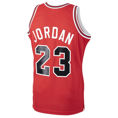 C.Bulls #23 Michael Jordan Mitchell & Ness 1984-85 Hardwood Classics Rookie Authentic Jersey  Red Stitched American Basketball Jersey - Main View