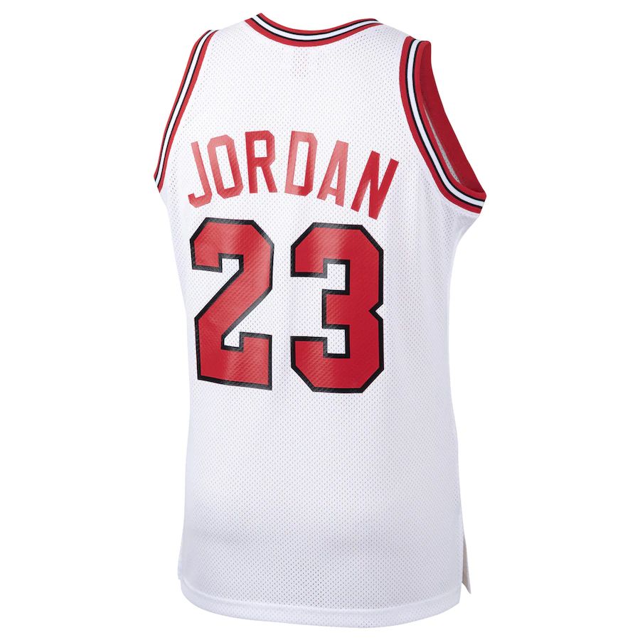 C.Bulls #23 Michael Jordan Mitchell & Ness 1984-85 Hardwood Classics Rookie Authentic Jersey White Stitched American Basketball Jersey - Main View