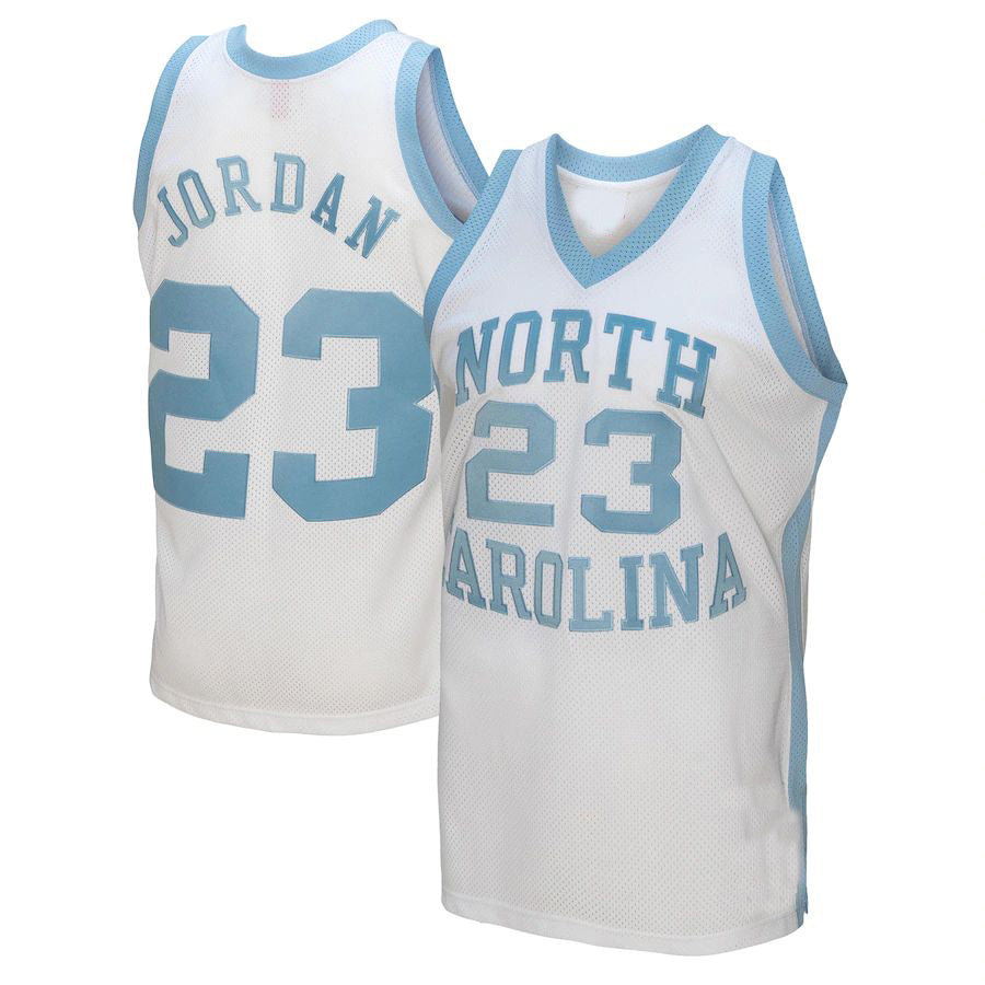 N.Carolina Tar Heels #23 Michael Jordan Mitchell & Ness 1983-84 Authentic Retired Player Jersey White Stitched American College Jerseys - Main View
