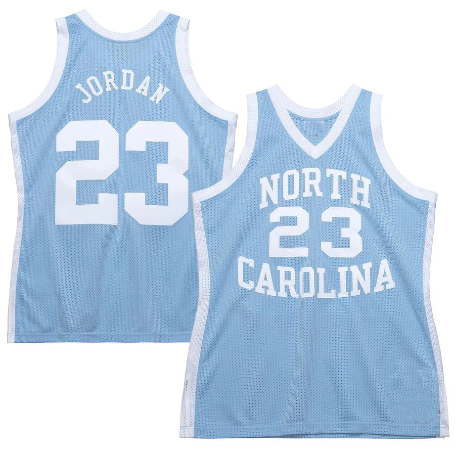N.Carolina Tar Heels #23 Michael Jordan Mitchell & Ness 1983-84 Authentic Throwback  Carolina Blue Stitched American College Jerseys - Main View