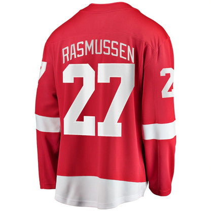 D.Red Wings #27 Michael Rasmussen Fanatics Branded Home Breakaway Player Jersey Red Stitched American Hockey Jerseys - Main View