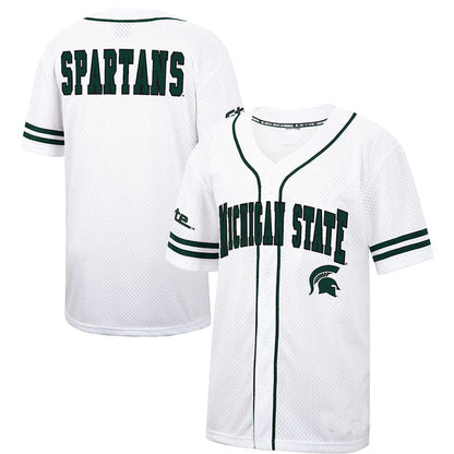 M.State Spartans Colosseum Free Spirited Baseball Jersey White Green Stitched American College Jerseys - Main View