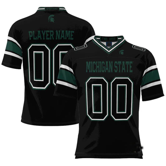 Custom M.State Spartans ProSphere NIL Pick-A-Player Black Football Jersey American Stitched College Jerseys - Main View