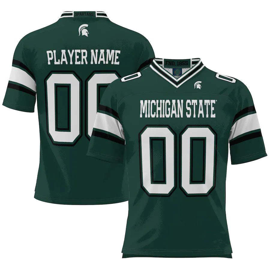 Custom M.State Spartans ProSphere NIL Pick-A-Player Green Football Jersey American Stitched College Jerseys - Main View