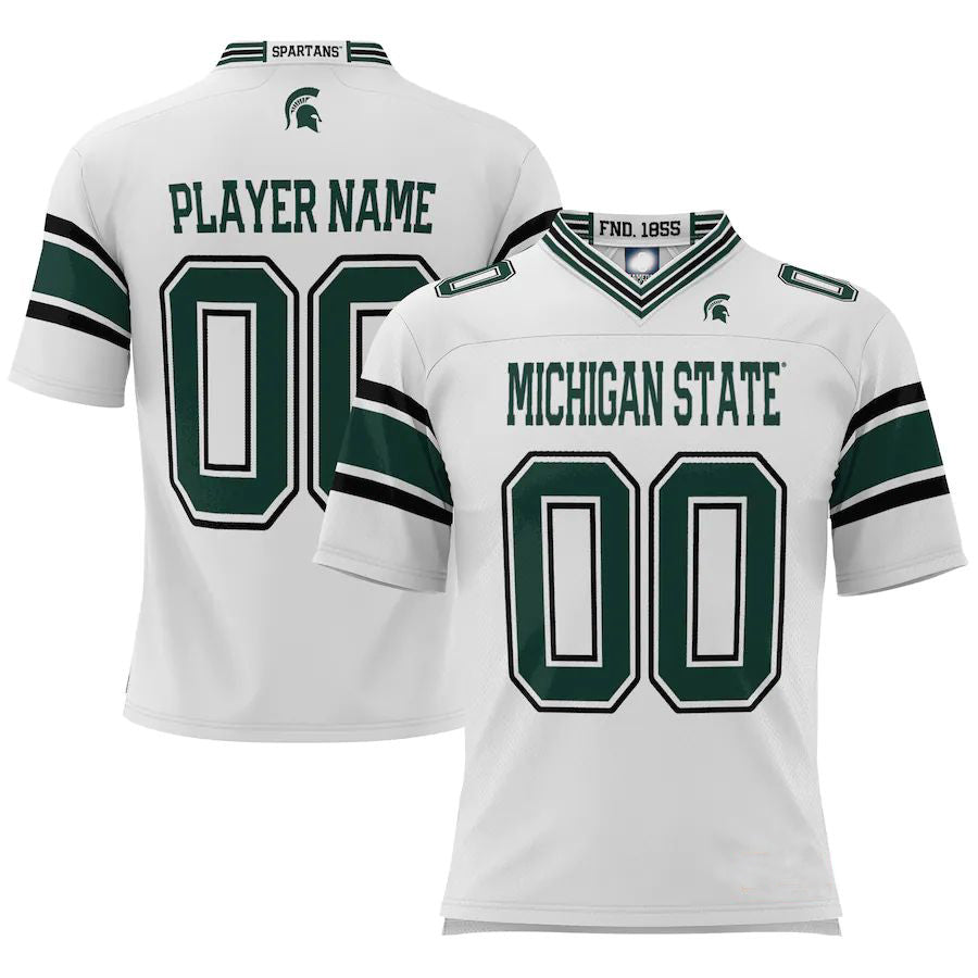 Custom M.State Spartans ProSphere NIL Pick-A-Player  White Football Jersey American Stitched College Jerseys - Main View