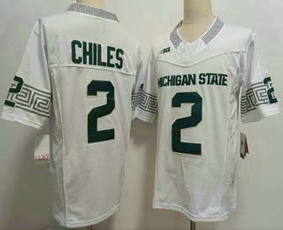 M.State Spartans #2 Aidan Chiles White FUSE Football Stitched American College Jerseys - Main View