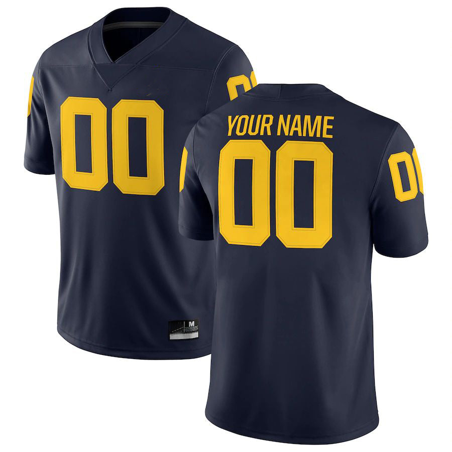 Custom M.Wolverines Jordan Brand Football Custom Game Jersey Navy Football Jersey American Stitched College Jerseys - Main View