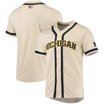 M.Wolverines Replica Baseball Jersey Natural Stitched American College Jerseys - Main View