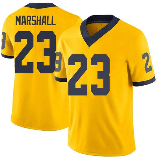 M.Wolverines #23 Jordan Marshall Yellow Stitched Football American College Jerseys - Main View