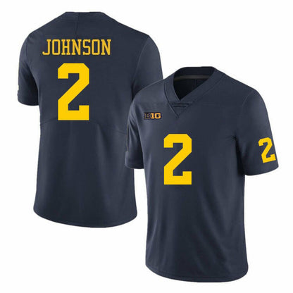 M.Wolverines #2 Will Johnson Navy Blue Stitched American College Jerseys - Main View