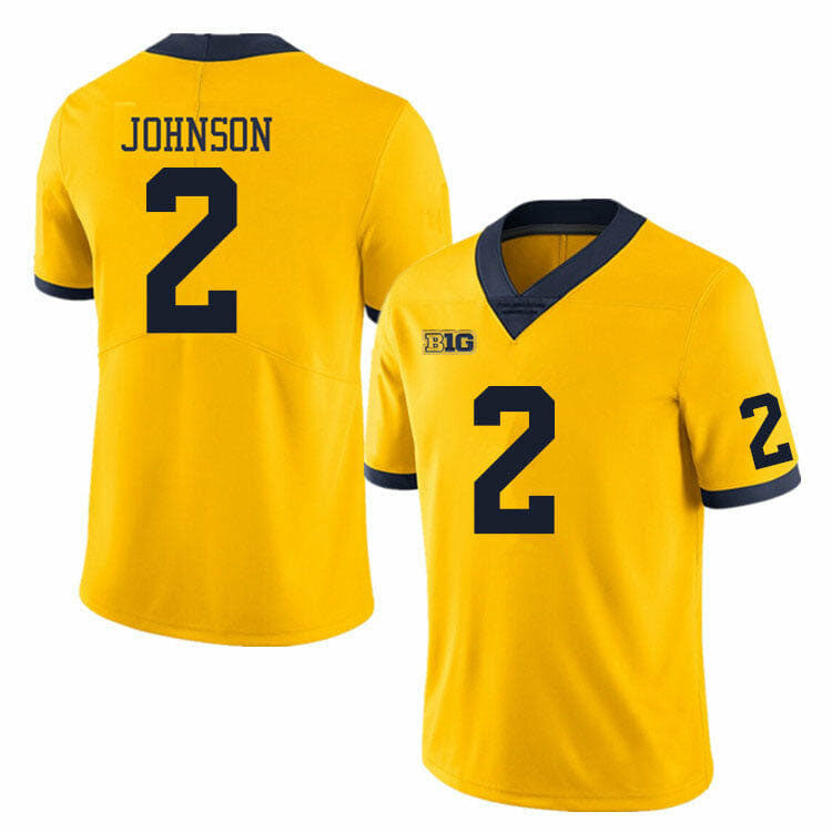 M.Wolverines #2 Will Johnson Yellow Stitched American College Jerseys - Main View