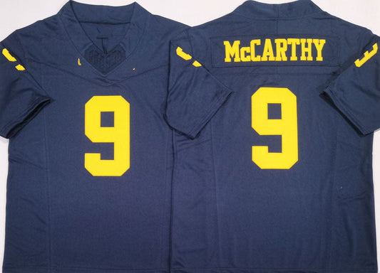 M.Wolverines #9 J.J. McCarthy Navy 2024 F.U.S.E. Stitched Football American College Jerseys - Main View