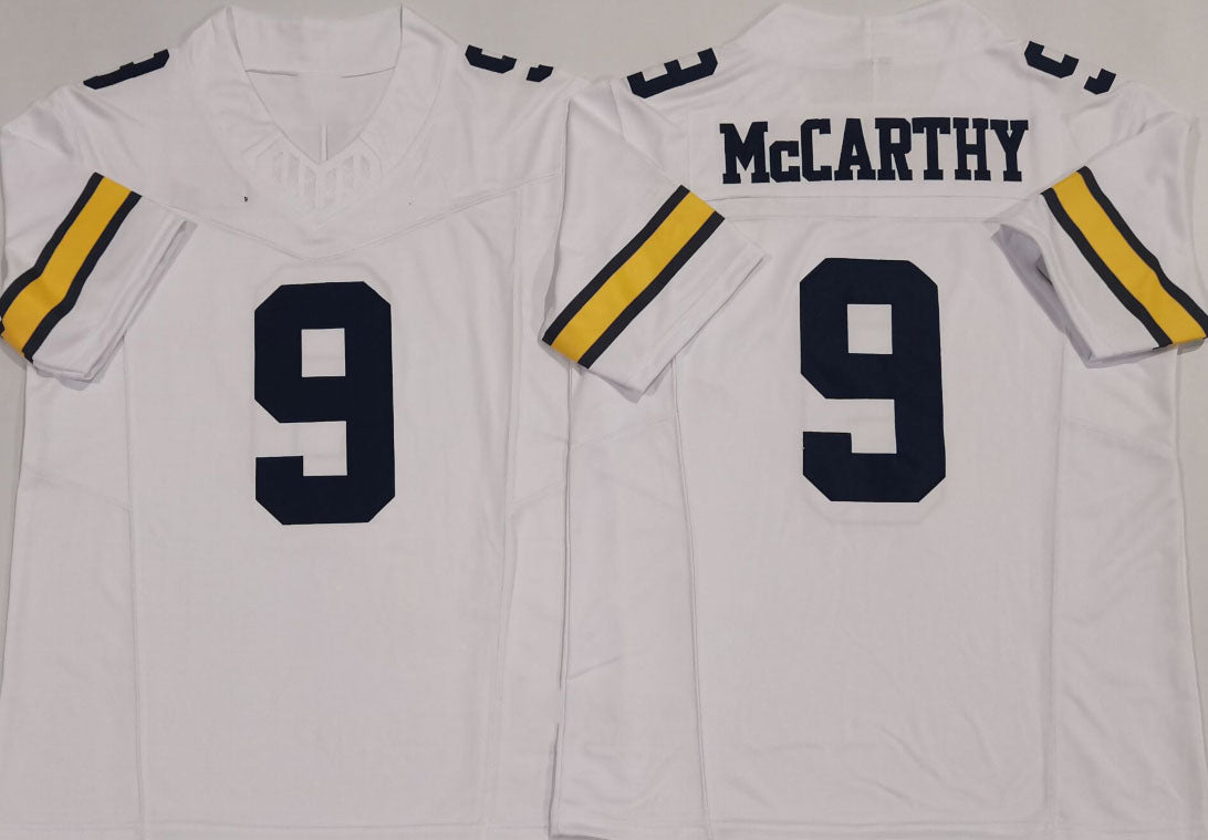 M.Wolverines #9 J.J. McCarthy White 2024 F.U.S.E. Stitched Football American College Jerseys - Main View