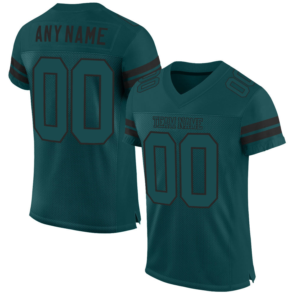 Custom Midnight Green Midnight Green-Black Mesh Authentic Football Jersey - Main View