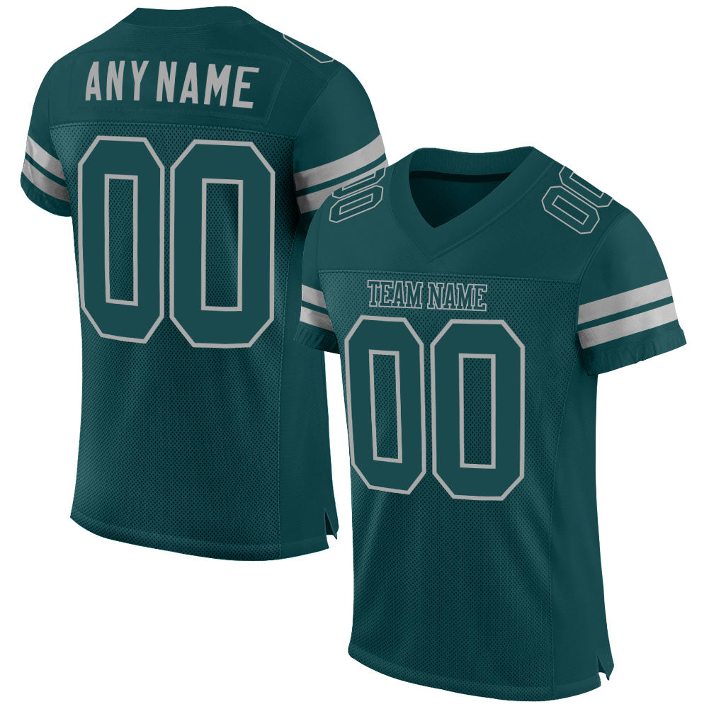 Custom Midnight Green Midnight Green-Gray Mesh Authentic Football Jersey - Main View