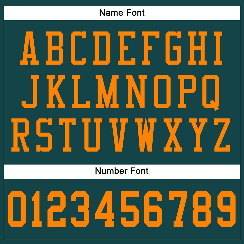 Custom Midnight Green Bay Orange Mesh Authentic Football Jersey view 4