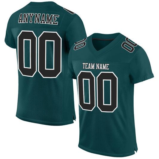 Custom Midnight Green Black-White Mesh Authentic Football Jersey - Main View