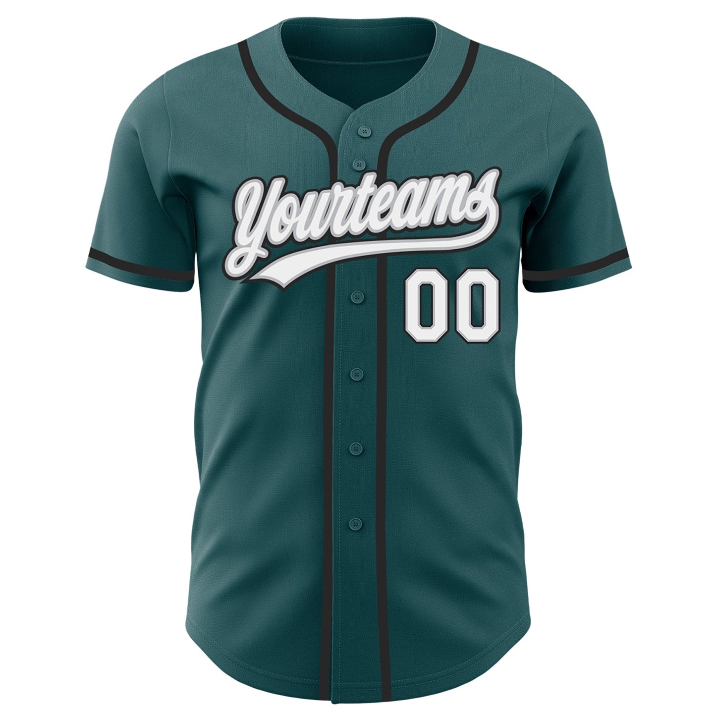 Custom Midnight Green White Gray-Black Authentic Baseball Jersey view 2