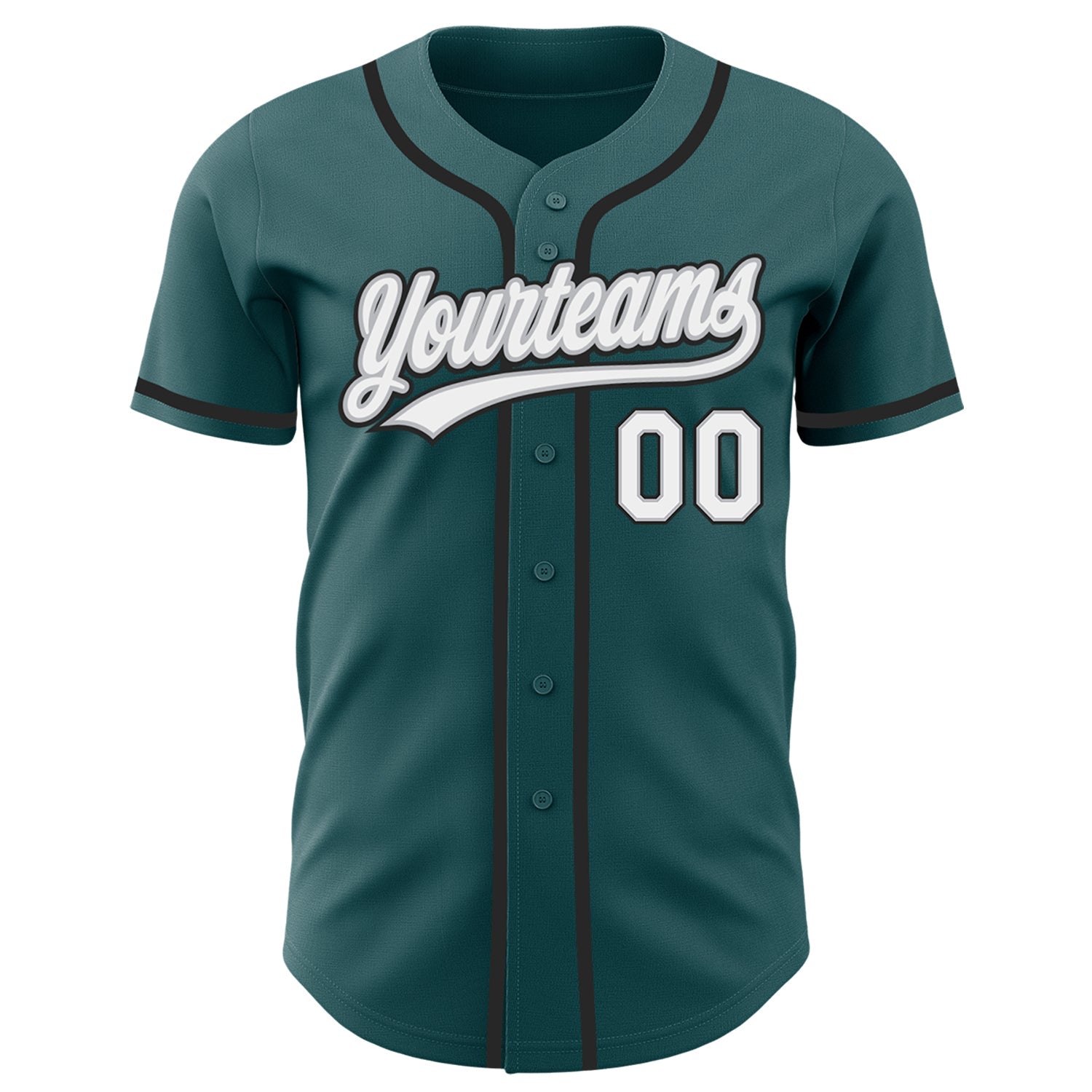 Custom Midnight Green White Gray-Black Authentic Baseball Jersey view 2