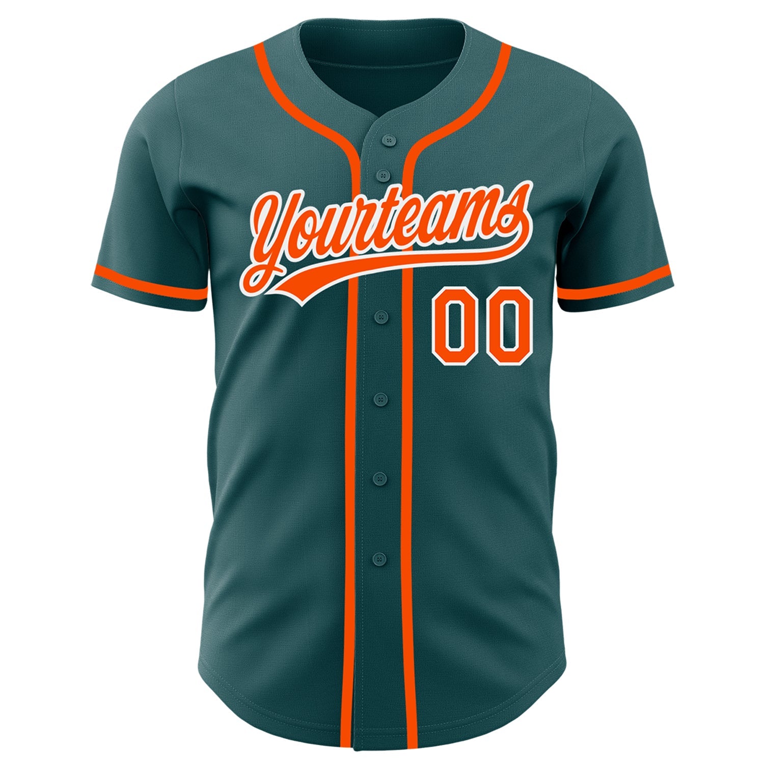 Custom Midnight Green Orange-White Authentic Baseball Jersey view 2