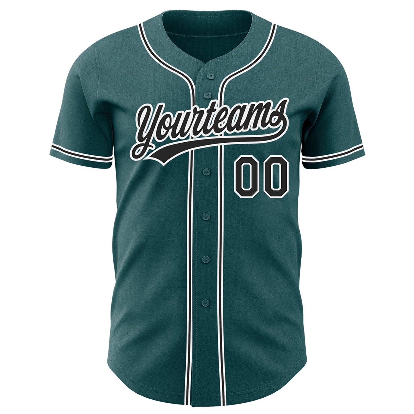Custom Midnight Green Black-White Authentic Baseball Jersey view 2