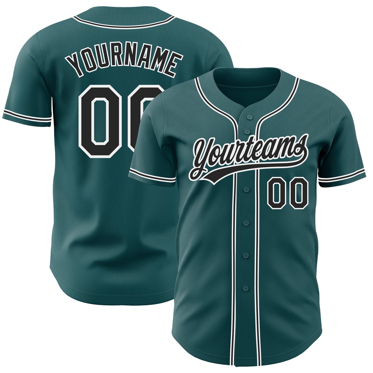 Custom Midnight Green Black-White Authentic Baseball Jersey - Main View