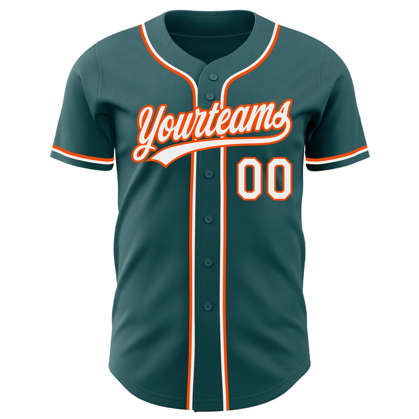Custom Midnight Green White-Orange Authentic Baseball Jersey view 2