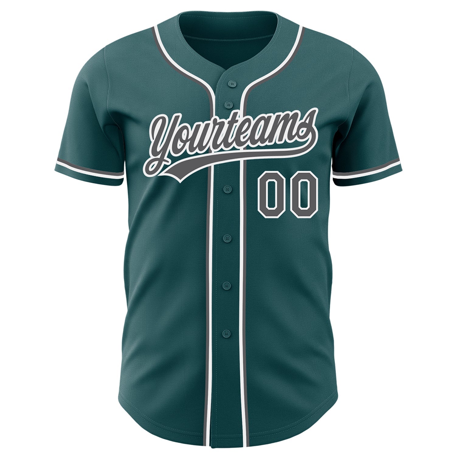 Custom Midnight Green Steel Gray-White Authentic Baseball Jersey view 2