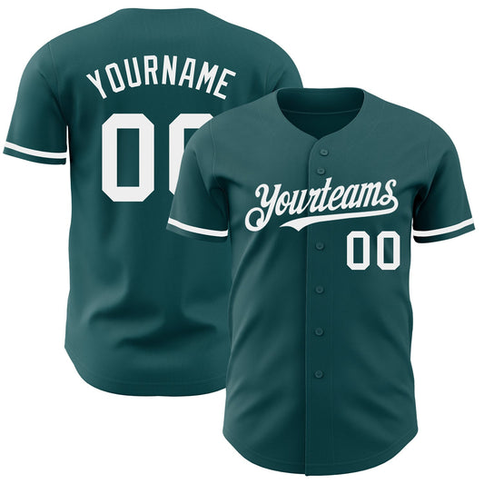 Custom Midnight Green White Authentic Baseball Jersey - Main View
