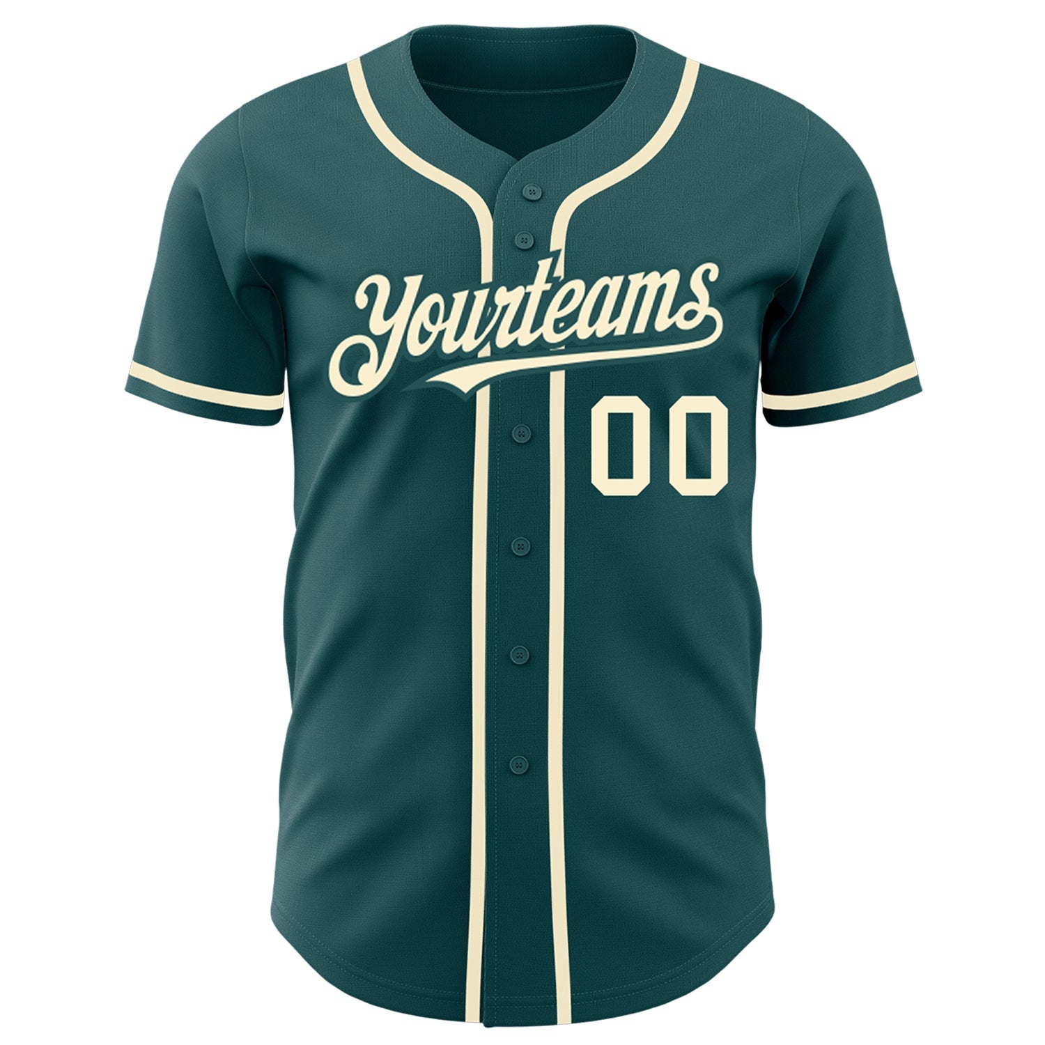 Custom Midnight Green Cream Authentic Baseball Jersey view 2