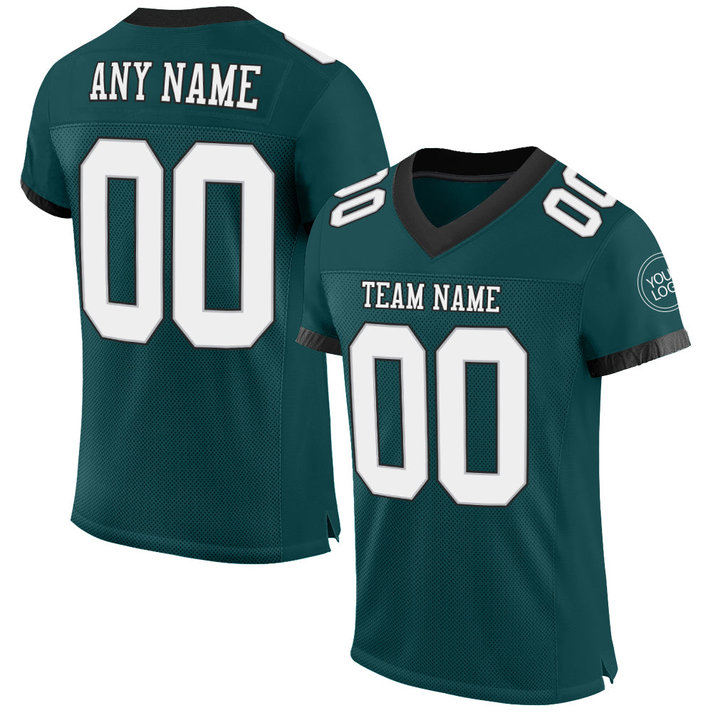 Custom Midnight Green White Gray-Black Mesh Authentic Football Jersey - Main View