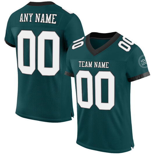 Custom Midnight Green White Gray-Black Mesh Authentic Football Jersey - Main View